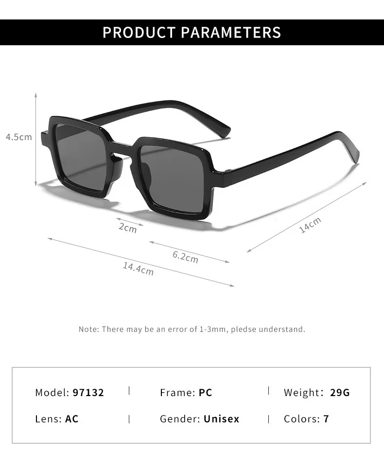 Vintage quadratische Sonnenbrille für Damen und Herren, rechteckige Sonnenbrille, ovale Sonnenbrille für Damen und Herren – Detail 6
