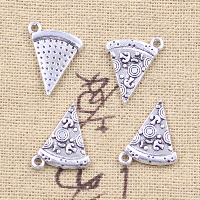 20pcs Charms Food Pizza Cate 18x14mm Antique Silver Color Pendants Making DIY Handmade Tibetan Finding Jewelry