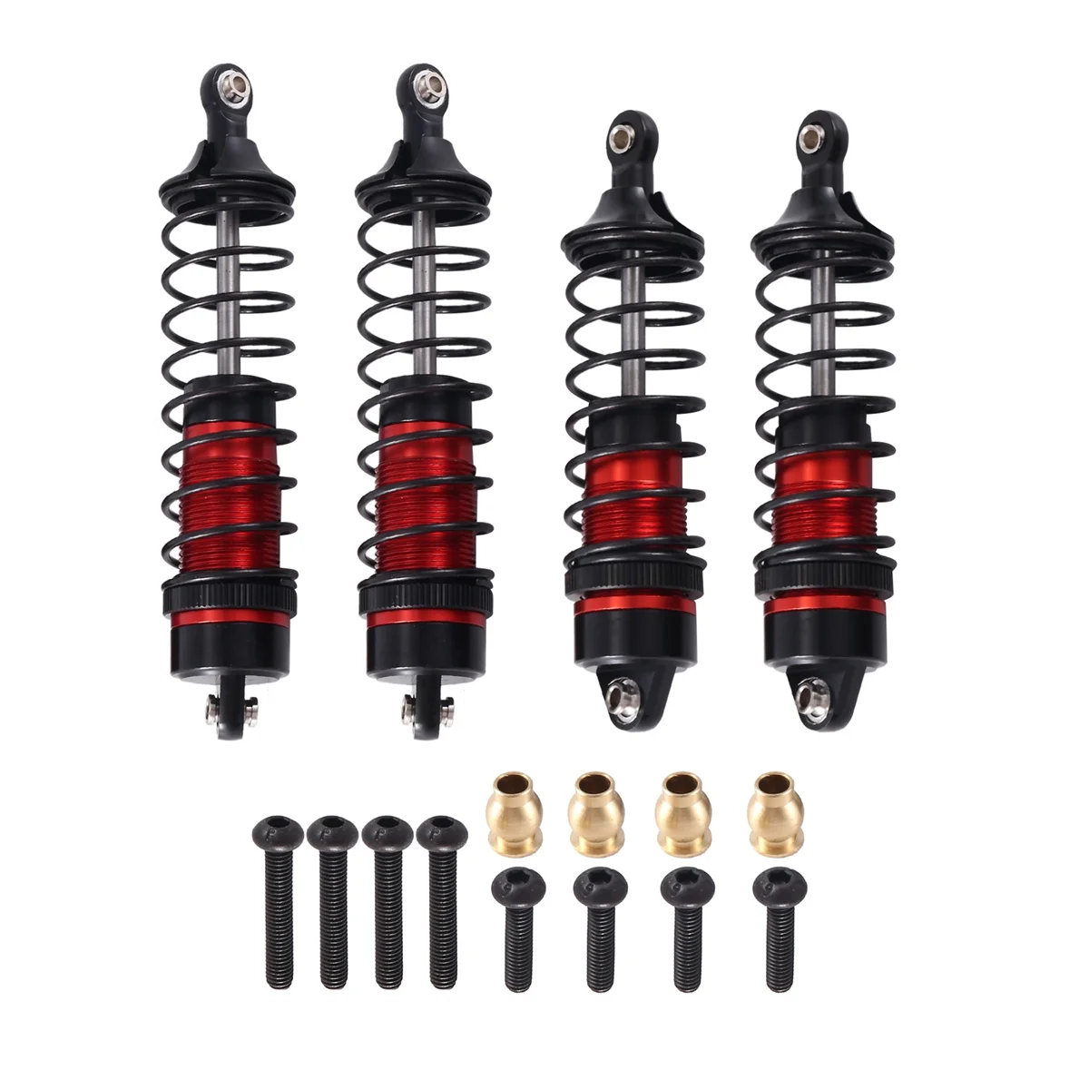 4Pcs Metal Front and Rear Shock Absorber for Traxxas Slash 4X4 2WD Rustler Stampede Hoss 1/10 RC Car Upgrade Parts, Red