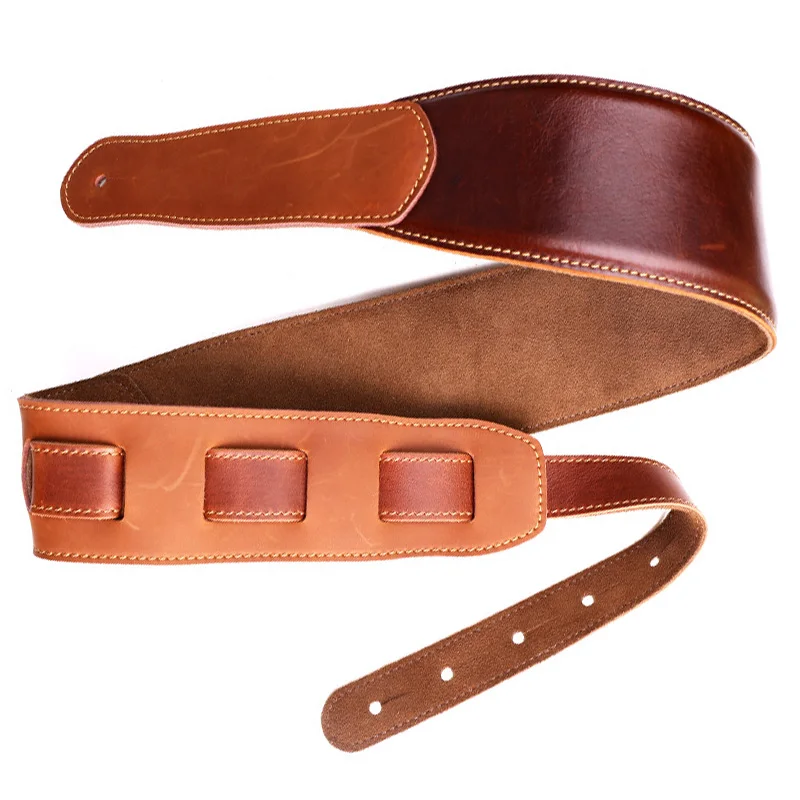 

YHVC-Guitar Accessories Thick Genuine Leather Electric Bass Guitar Strap Adjustable Acoustic Folk Classical Guitar Belt Strap