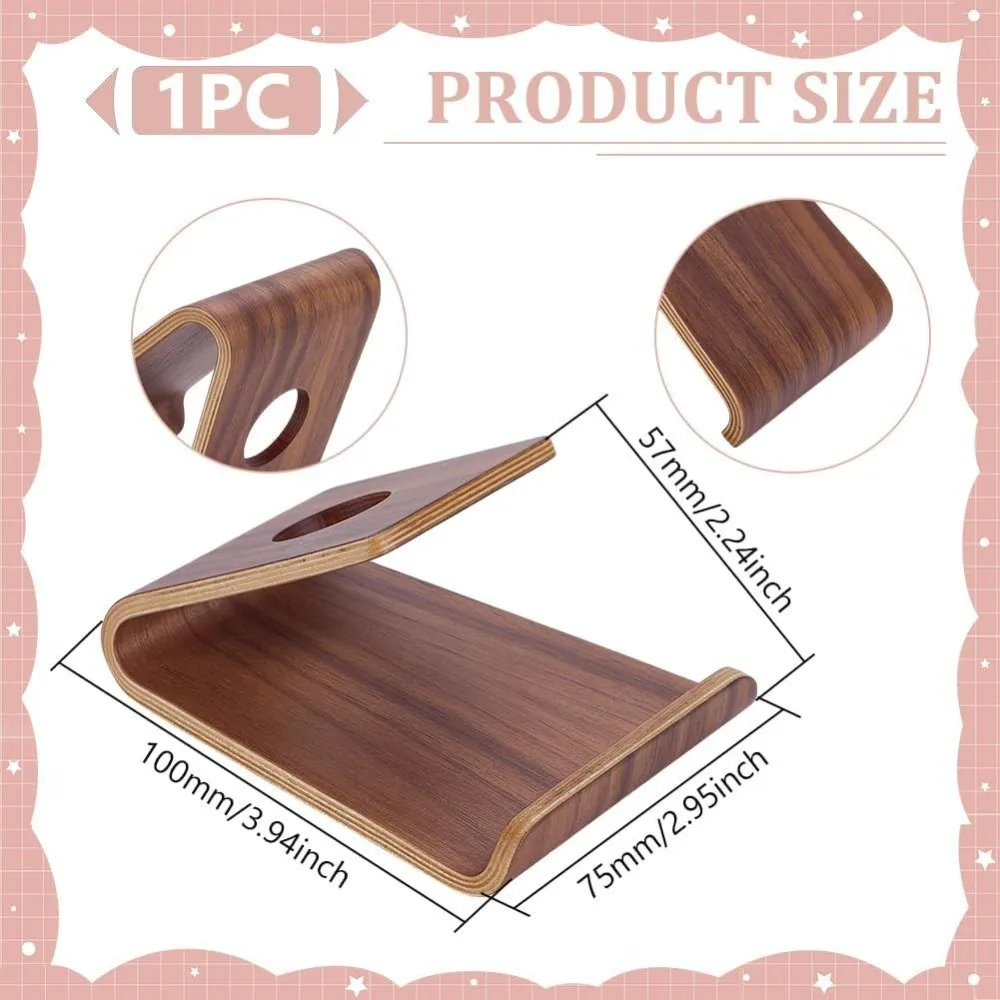 Walnut Wood Cell Phone Holder - Smartphone Stand Desk Mount - Handcrafted Wooden Phone Rest for Mobile Tablet
