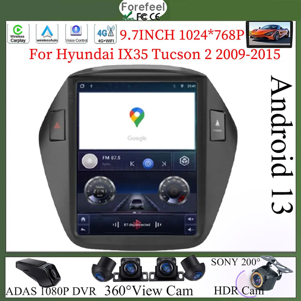 

9.7 inch For Hyundai IX35 Tucson 2 2009-2015 Car Radio Android Auto Multimedia Video Player GPS Navigation 5G WIFI No 2din DVD