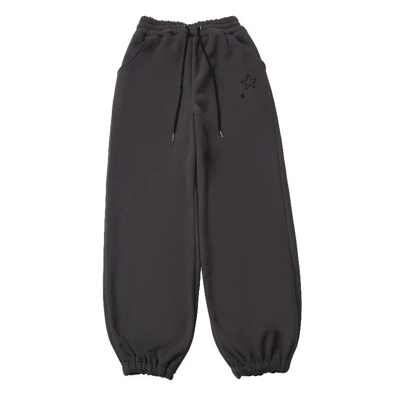 2025 Winter New Sweatpants Embroidered Fleece-Lined Warm Comfortable Cuffed Drawstring Pants Women's Clothing Y2k Cool Trousers