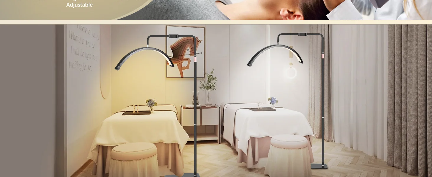 24-Zoll-Halbmond-LED-Augenschutz-U-förmiges Bodenfülllicht mit stufenloser Dimmung und Fernbedienung für Schönheitssalons und Nagelstudios – Detail 8