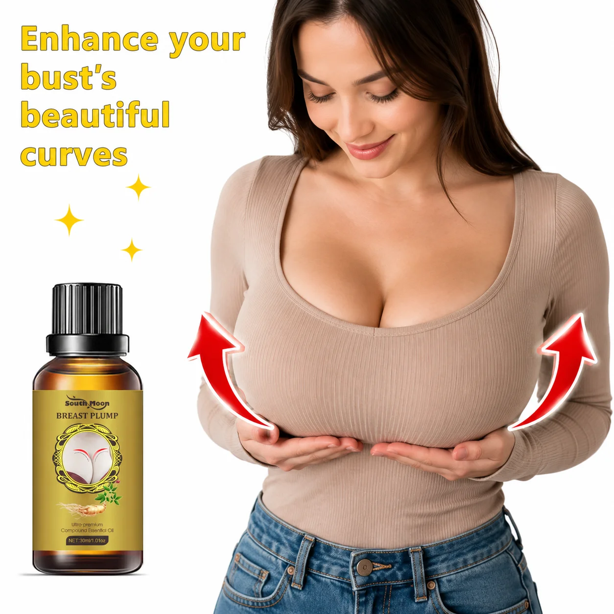 Natural Bust Care Oil, Breast Massage Oil, Plant Extract Firming Body Oil, Hydrating Nourishing Skin Care for Women