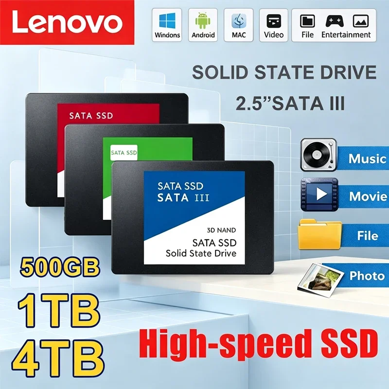 Lenovo 4TB Solid State Disk SSD High Speed 500G 1TB 2TB Internal HDD Hard Drive Sata3 2.5 Inch For Laptop Microcomputer Desktop view 6