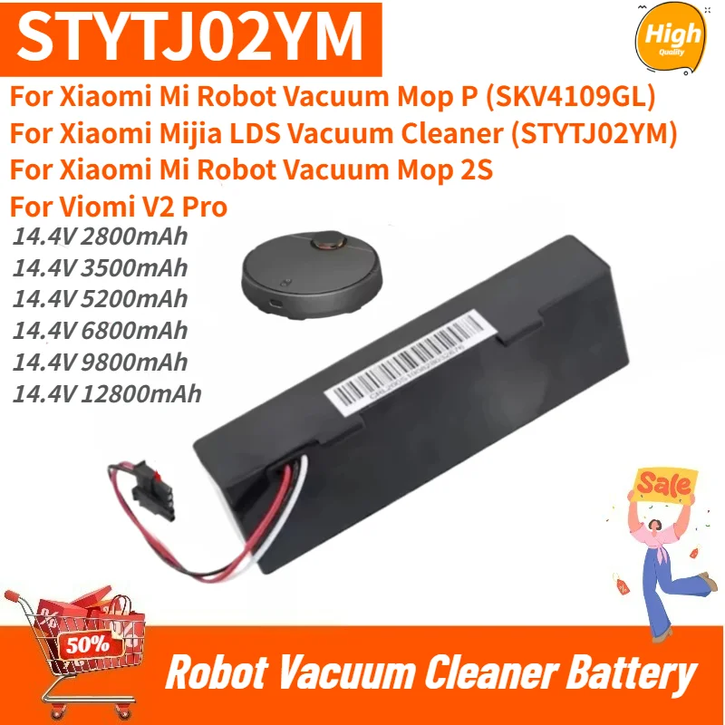 High Quality Sweeper Battery 18650 4S1P 14.8V 12800mAh STYTJ02YM for Xiaomi Mijia Mi Robot Vacuum-Mop P New Replacement Battery