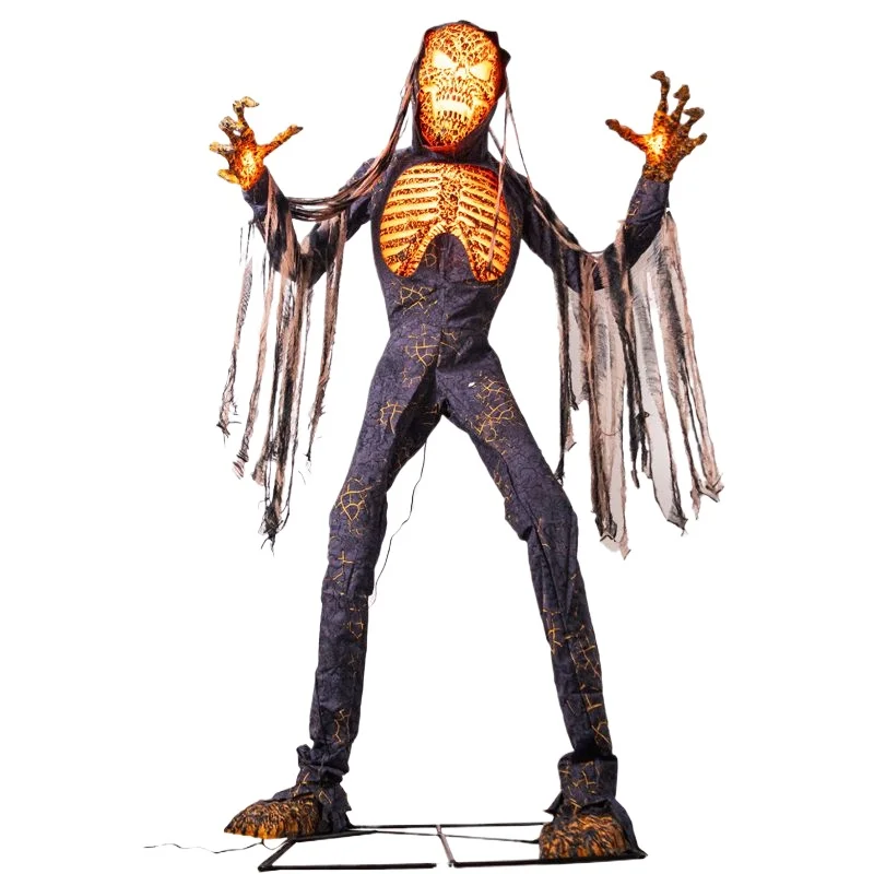 Halloween large electric voice-activated sensor ornament amusement park haunted house secret room charred skeleton man  props