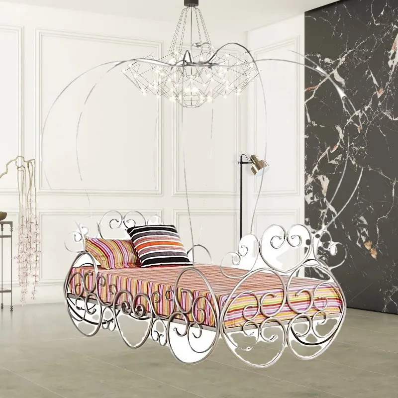 European canopy bed frame tufted soft platform bed with storage furniture