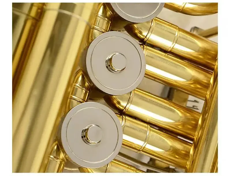 2025 Professional F Tuba Cuerpo de latón amarillo lacado en oro con sistema de válvula giratoria