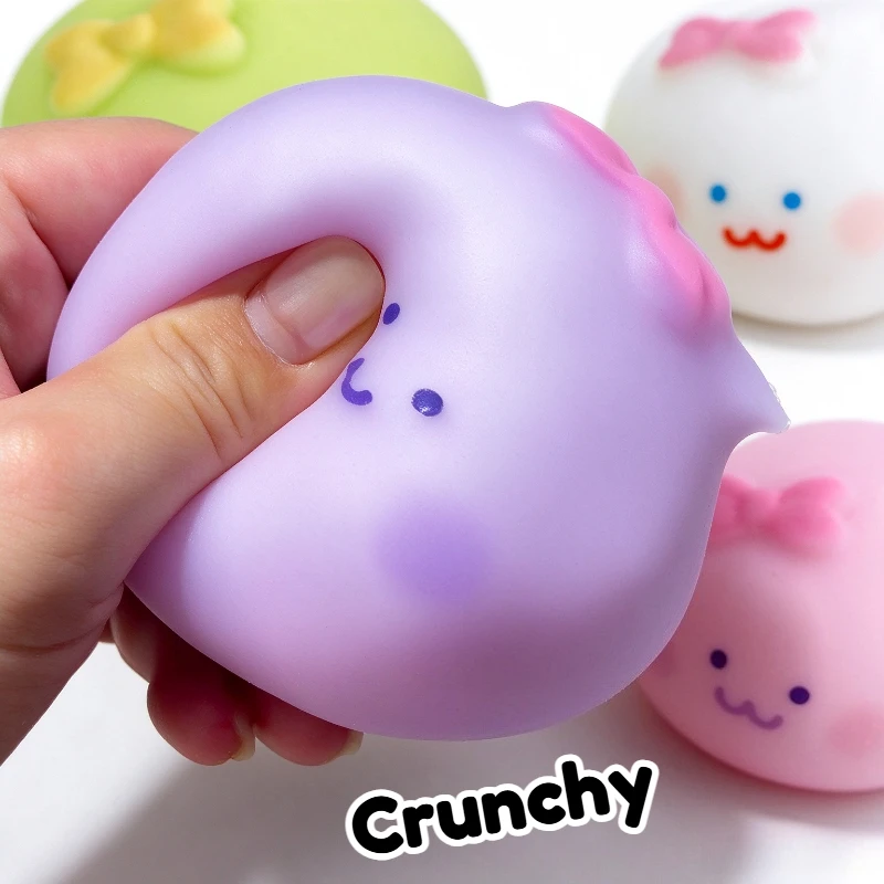Crispy Handmade Ball Cute Expression Dumplings Stress Squeeze Toy Crunchy Squishy Fidget Ball ASMR Sensory Stress Relief Toy