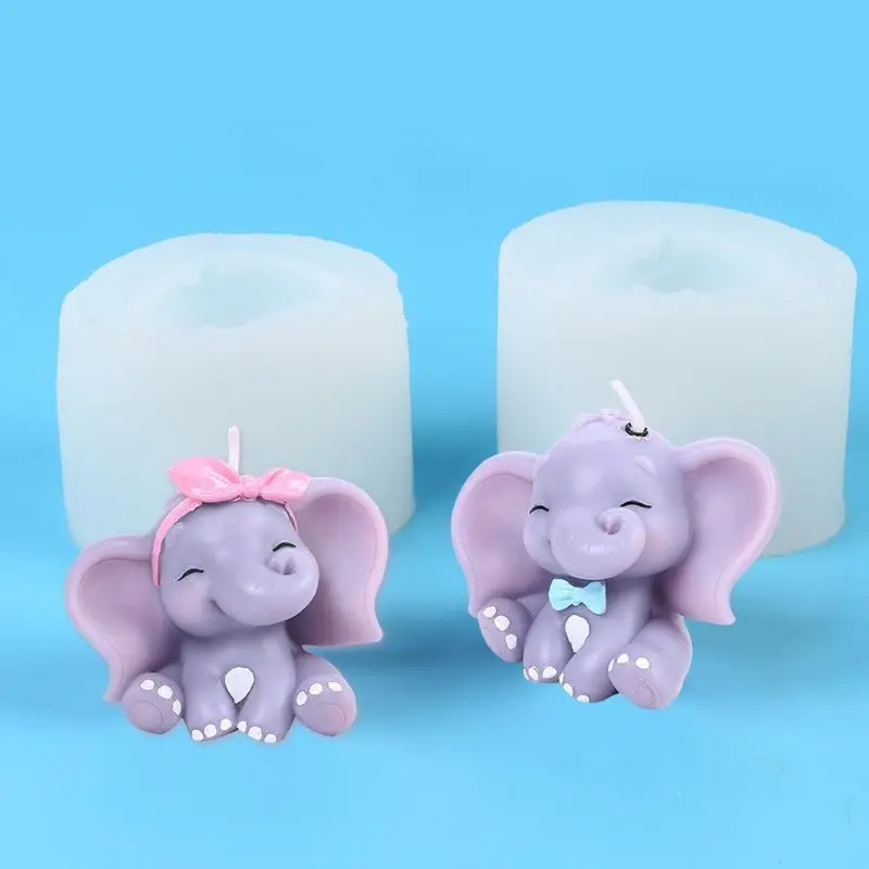 Niedliche 3D-Cartoon-Elefanten-Silikonformen für Kerzen, DIY-Tier-Elefanten-Harz-Bastelformen, Gipsformen, Handgemachte Seifenformen – Detail 4
