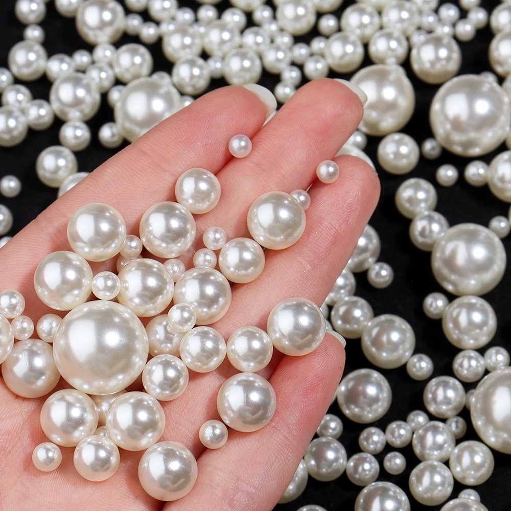 10-1000pcs White ABS Imitation Pearls Without Hole Multi-size Loose Pearl Beads for Jewelry DIY Bracelet Necklace Accessories