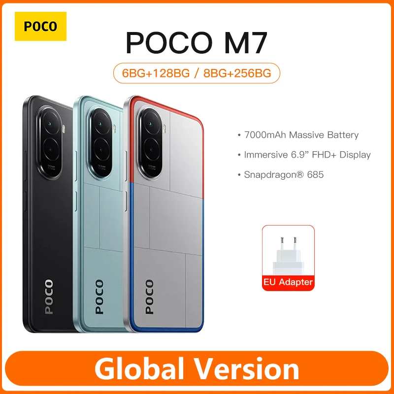 【World Premiere】POCO M7 Global Version Smartphone Snapdragon 685 7000mAh battery Immersive 6.9" FHD+ Display NFC 33W Charging