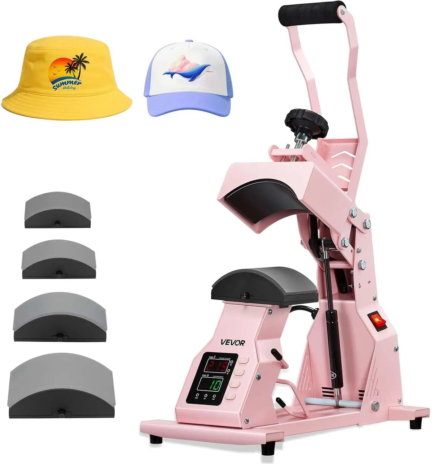 Hat Heat Press Machine, with 4pcs Interchangeable Platens, Precise Temperature and Time Control, Hat Press for HTV Iron On and S