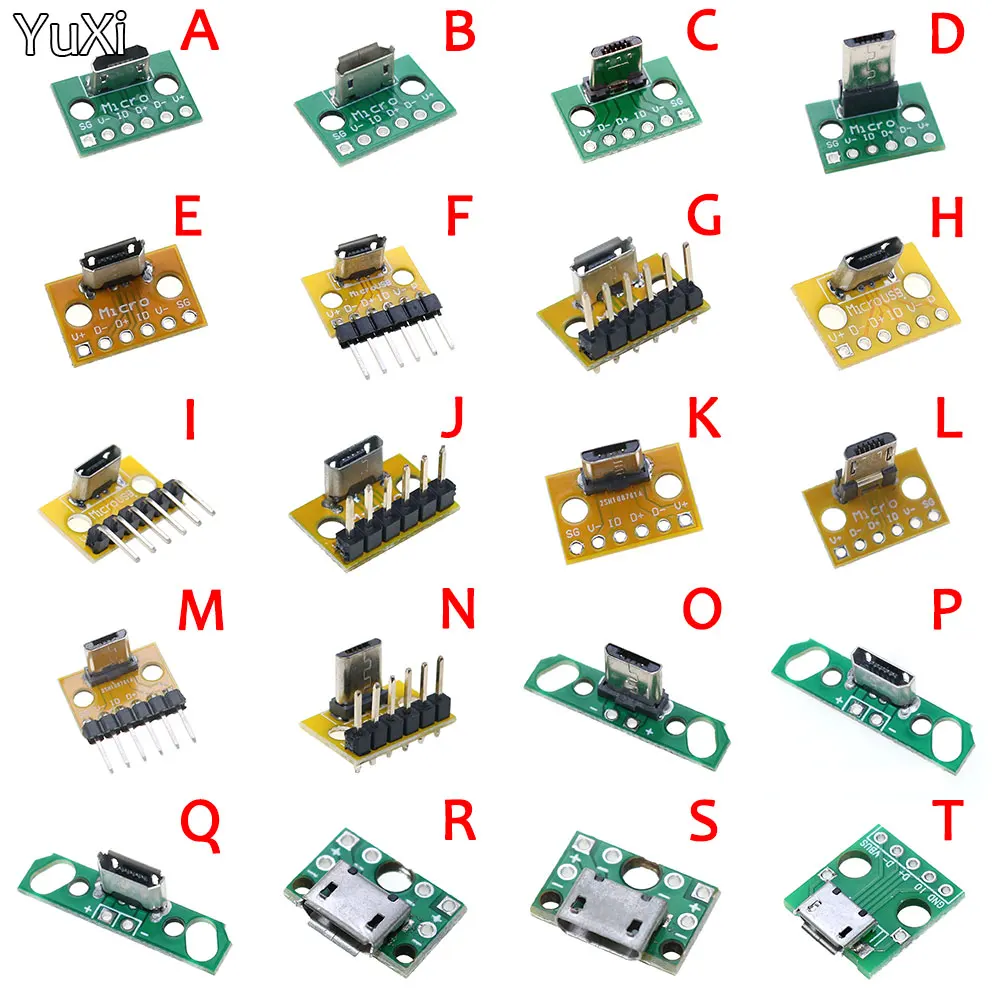 YUXI 1PCS Vertical Horizontal Micro Female Socket PCB Board USB Welding Board Android MICRO Male Socket Charging Phone Plug