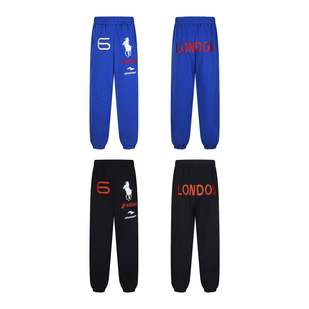 

Mowalola Baggy london letter Embroidery Sweatpants Men Women Loose Casual Wide Leg Jogger Trousers Track Pants oversized
