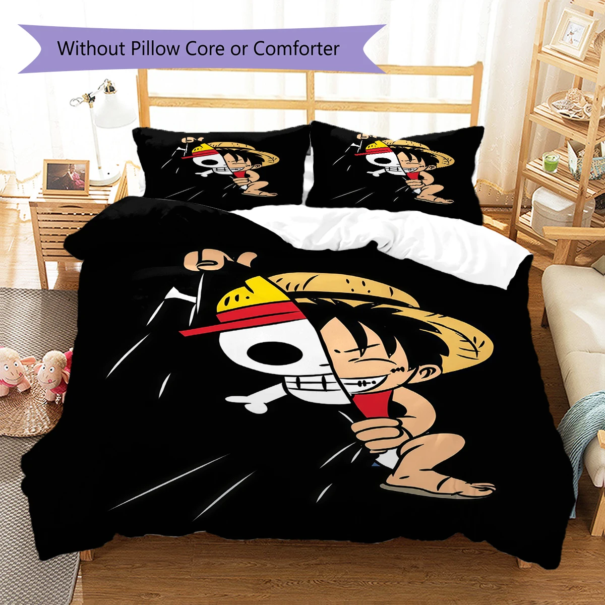 Luffy D 3pcs Bedding Set, Duvet Cover with 2 Pillowcases, Digital Printed, No Insert, Gift -HYQ58