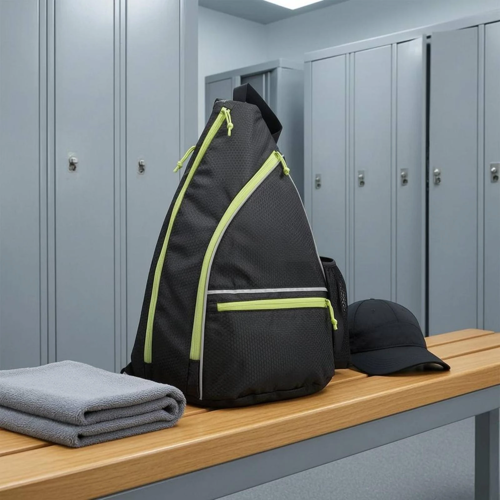 Athletic Item Pickleball Sports Backpack Tall Triangular Profile with Padded Strap Mesh Pocket for Players on the Go