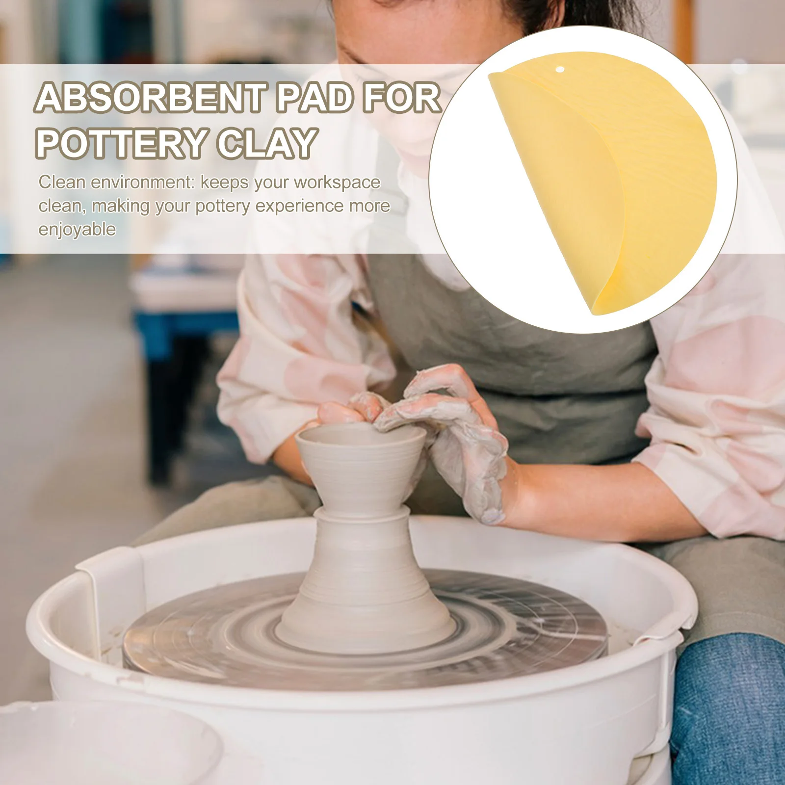 

Round Pottery Clay Absorbent Pad Dual Hole Design High Absorbency Throwing Cloth Trimming Tool for Ceramic Work