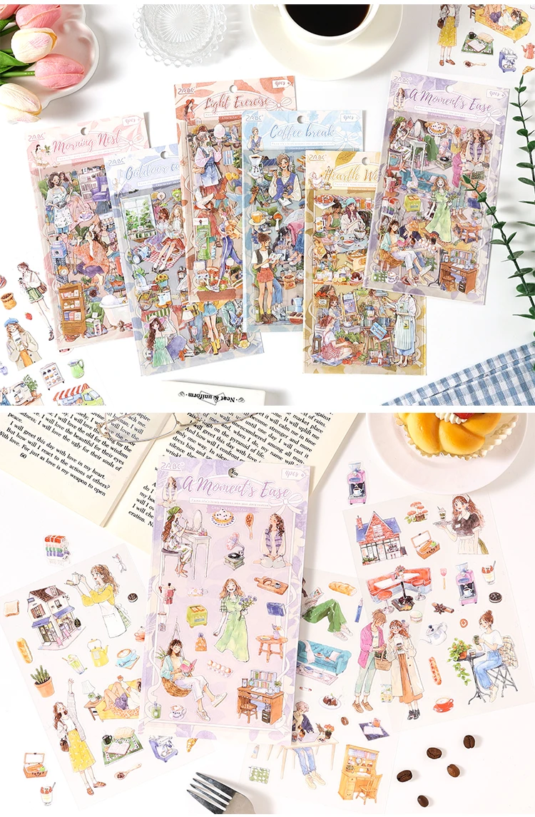 1–6 Stück Aufkleber aus der Leisure Life-Serie, Scrapbooking-Dekorationsmaterial, perfekt für Collage, Journaling, Basteln, DIY-Zubehör – Detail 4