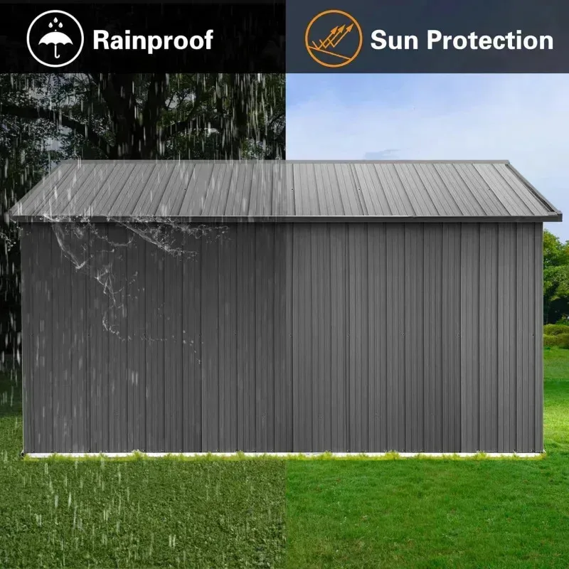 QAZ8-UCGO Extra Large 10ftx12ft.Outdoor Sheds Window.Tiny House.Metal Storage Shed with Design of Lockable Doors.U