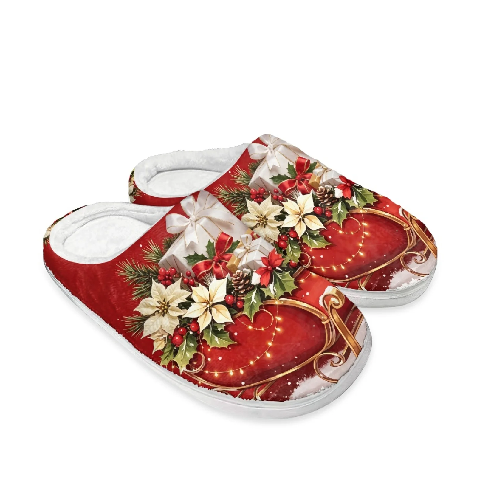 PENSTROLL Christmas Sleigh Gift Non-Slip Nurses Day Gift Slippers Wfh Cozy Essentials Slippers Fuzzy Slippers Size 35-47