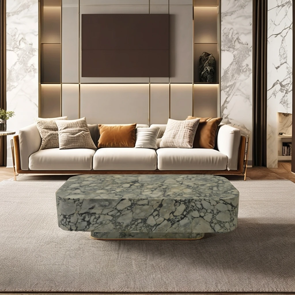 # Modern Living Room Furniture Rectangular Marble Tabletop Coffee