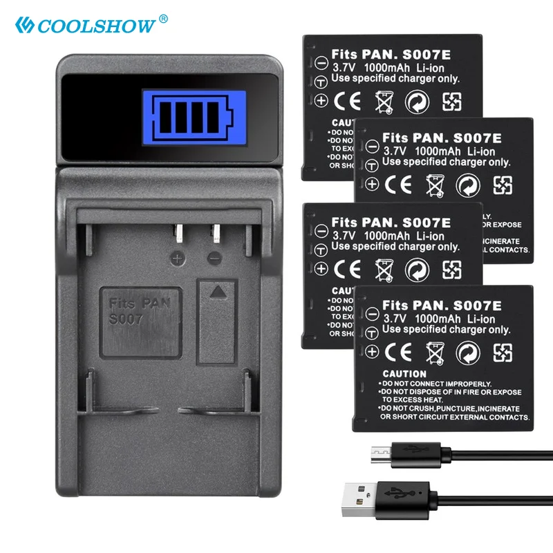 CGA-S007 CGA S007 Battery Charger For Panasonic Lumix DMC TZ1 TZ2 TZ3 TZ4 TZ5 TZ50 TZ15 1000mAh Camera Batterie