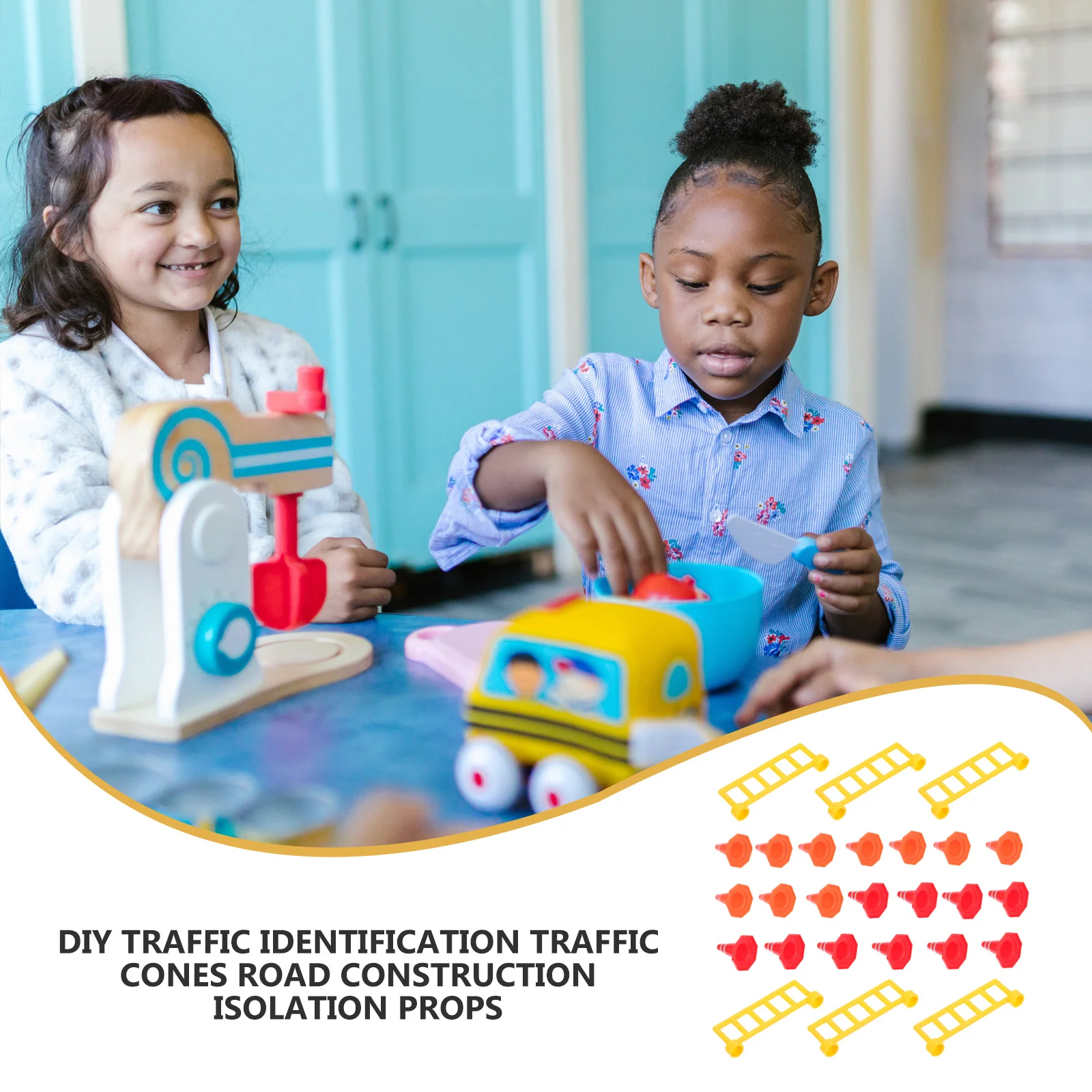 دعائم تحديد حركة المرور DIY مجموعة مخاريط أمان بناء الطرق المصغرة لعبة النشاط التعليمي لـ #3