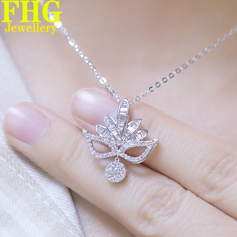 

Natural Real Diamond 0.7Ct 18K White Gold Diamonds Necklcae Ladies Birthday Gift Party Wedding Jewelry