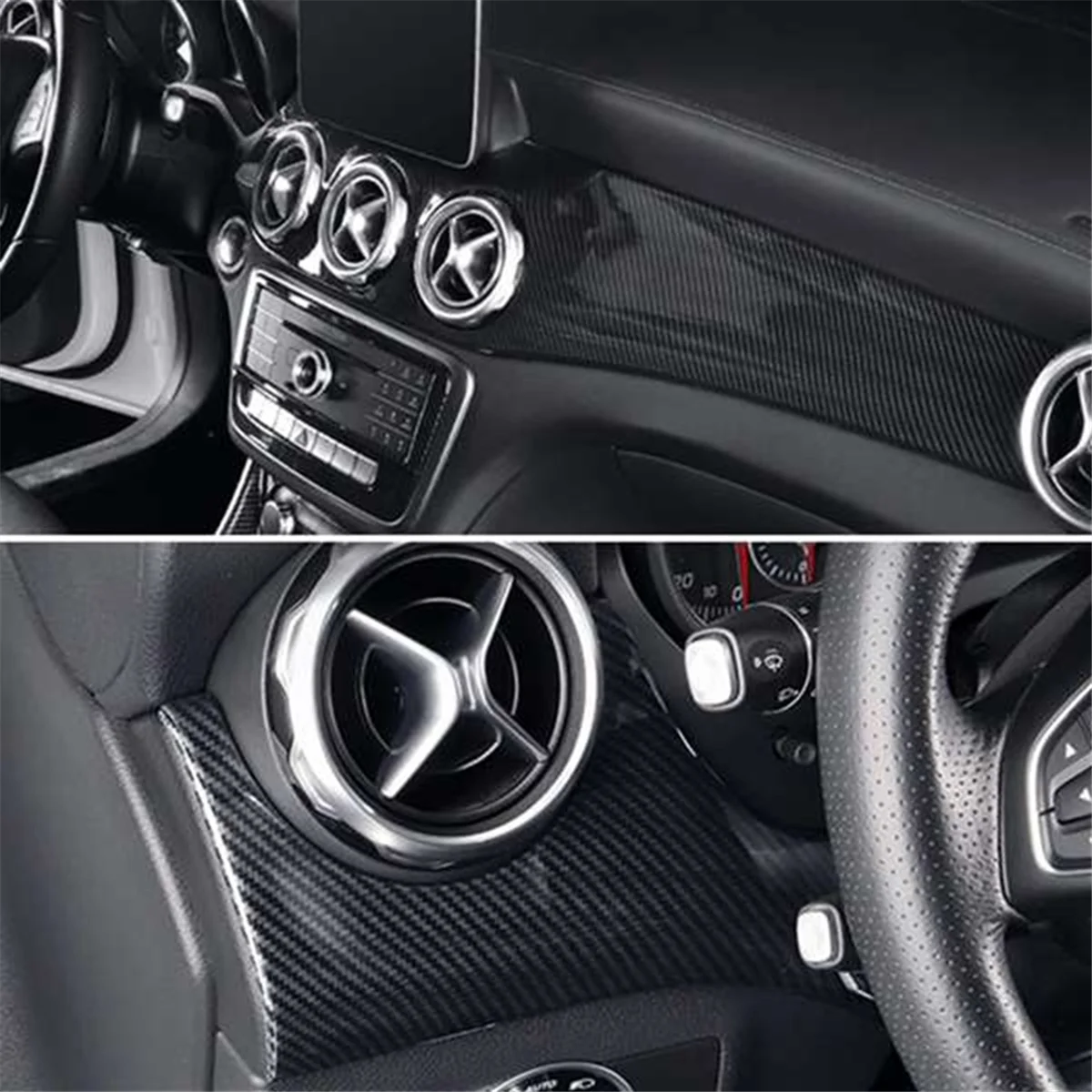 エアコン用装飾パネル,マットカーボンステッカー,メルセデスベンツa,w176,cla,c117,gla,x156,13-19,lhdダッシュボード