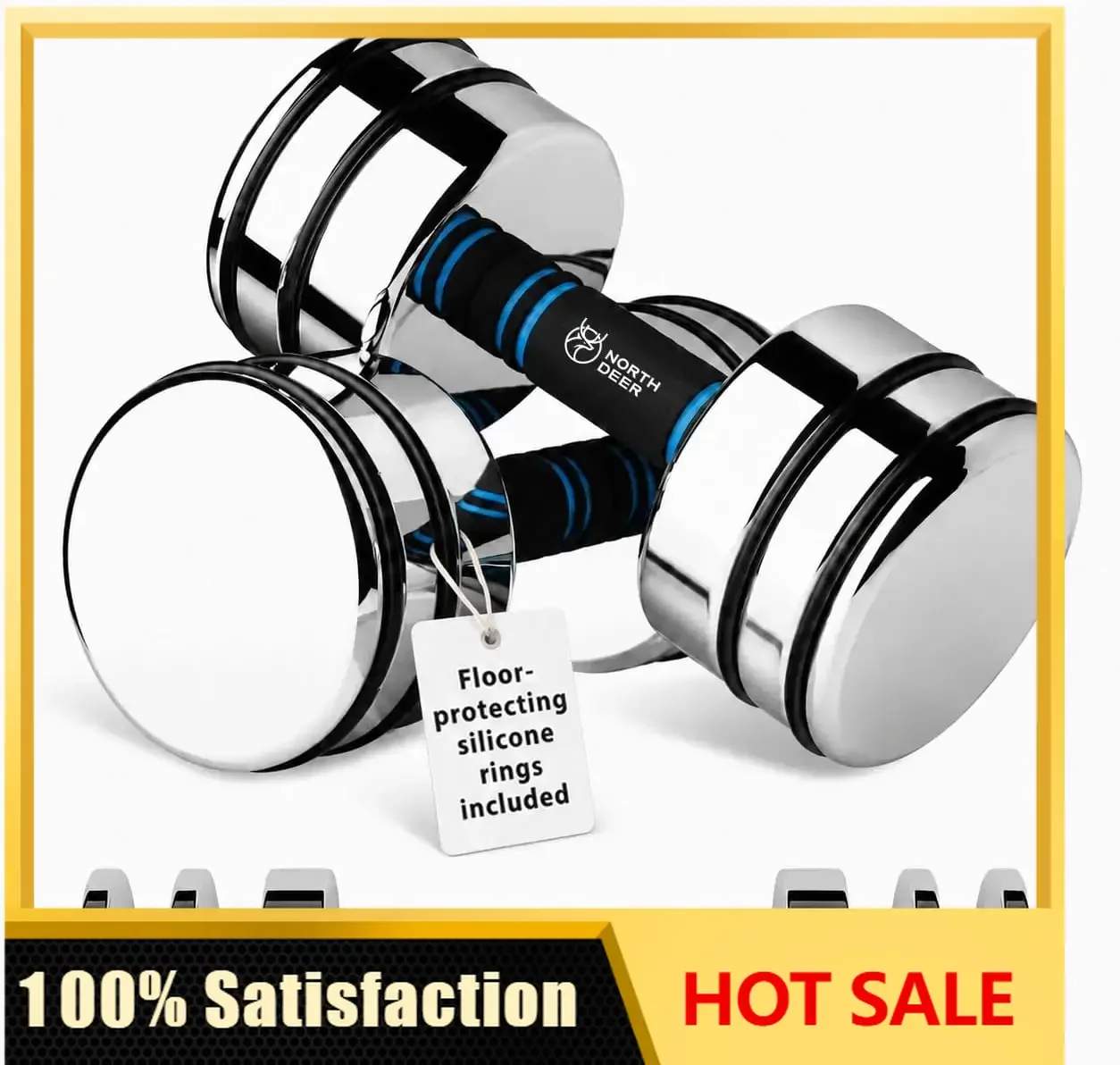 Steel Dumbbells Ultracompact & Adjustable Chrome Dumbbell | with Foam Handles 5lb 10lb 15lb 20lb 30lb 50lb Home Gym Workout
