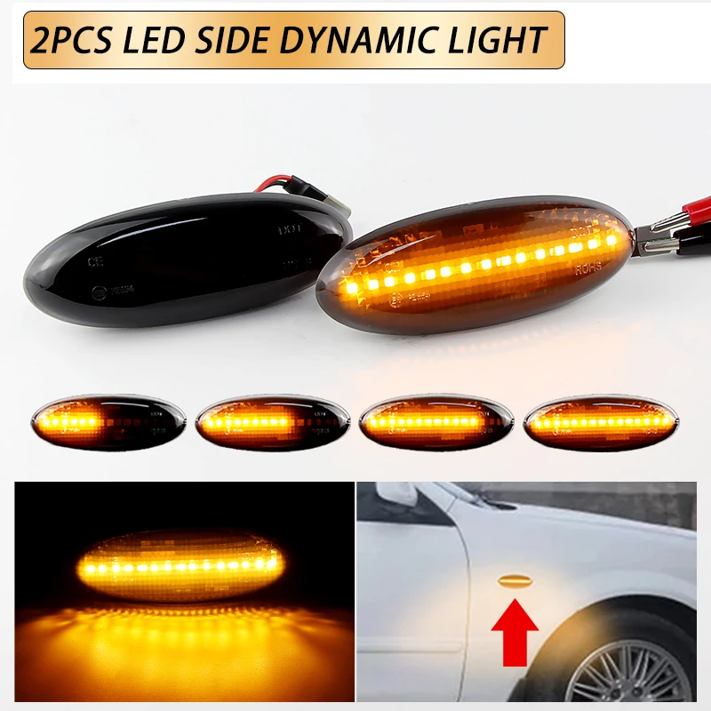 2PC For Mazda Tribute MX-6 323 Familia Protege 5 For Ranger South Africa Type Dynamic Flowing Turn Signal LED Side Marker Lights