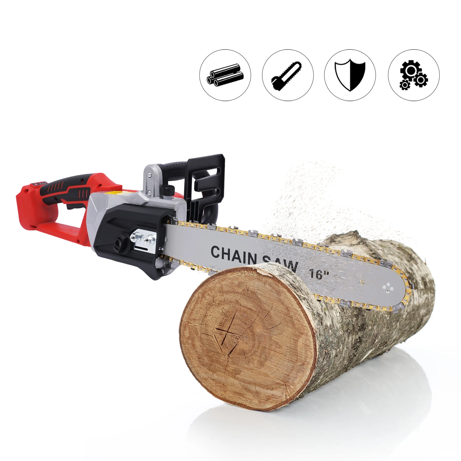 Electric Chainsaw Wood Cutting Rool Cordless Handheld Woodworking Saw Rechargeab