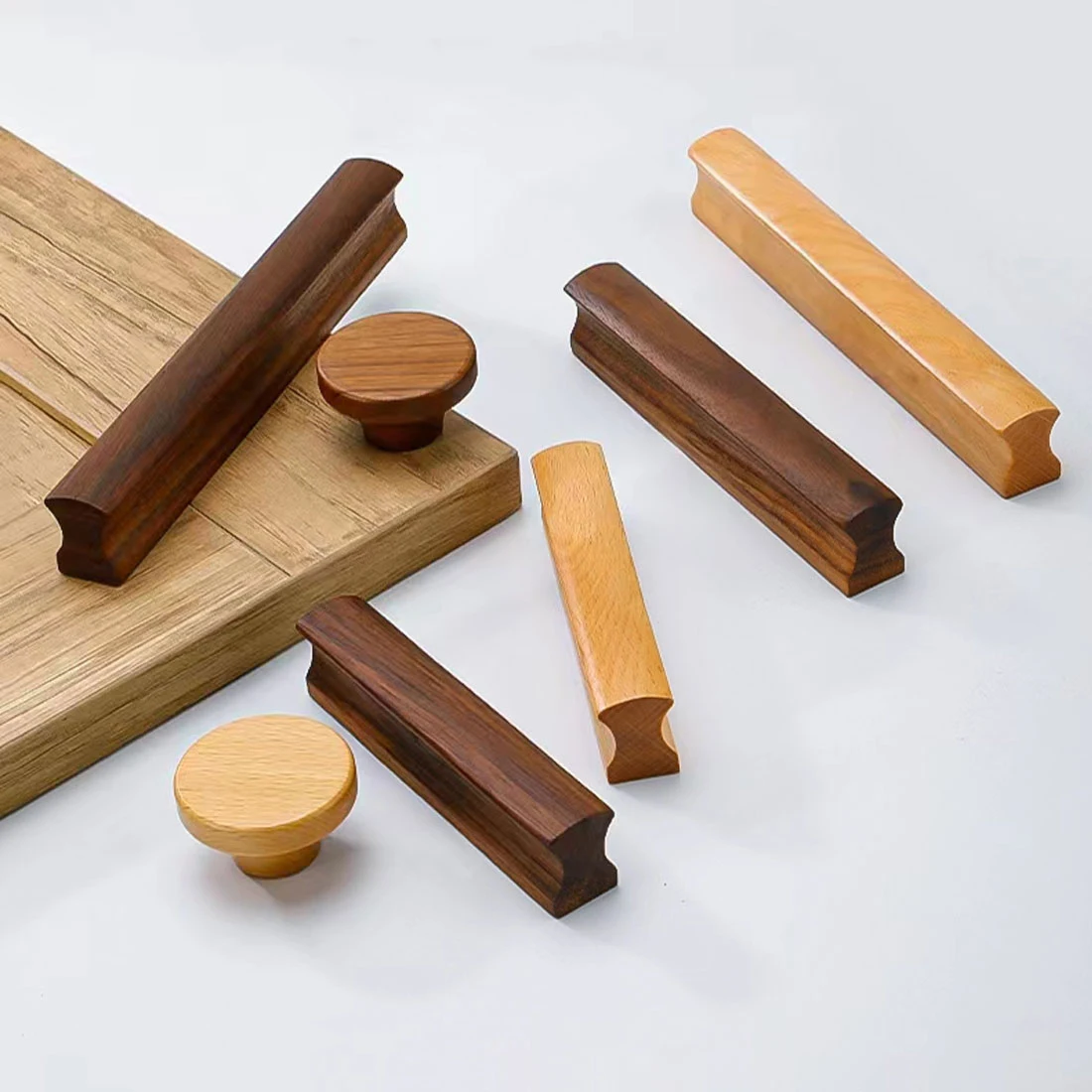 Walnut Wooden Furniture Handle Drawer Knobs Kitchen Cabinets Pulls Long Handles Cabinets and Drawers Dresser Knobs Wardrobe Pull