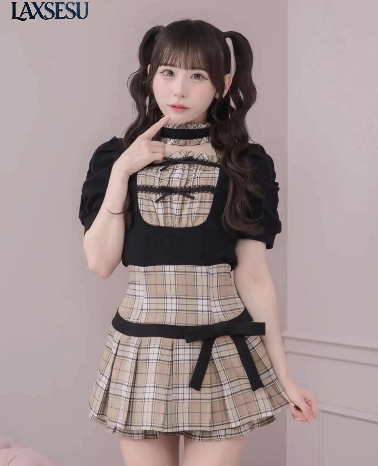 Japanese Girl Tops Summer New Sweet Cute Short Sleeved T-shirt Bow Lace Pleated Waist Slimming Versatile Square Neck Collar Top