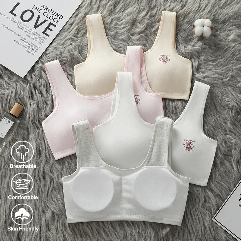 Female Student Underwear Tank Top for Developing Girls Bra Cotton High School Freshman and Sophomore 12-Year-Old Korean Girl Sea