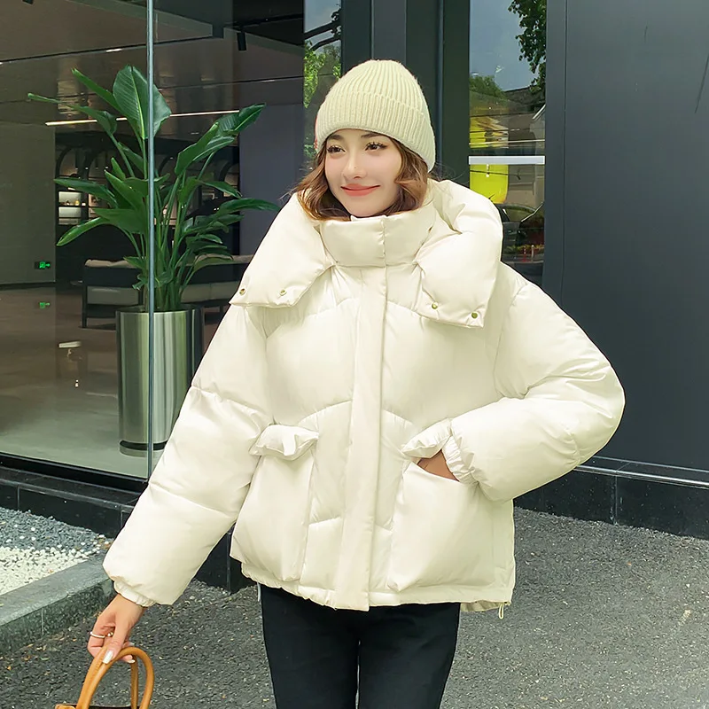 

Корейский стиль, осень-зима, новые модные женские стеганые пальто с длинными рукавами и капюшоном, женские однотонные повседневные модные простые парки