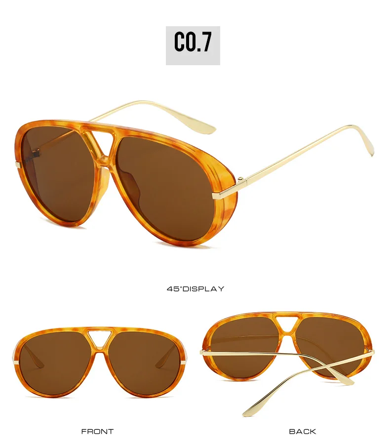 Mode Pilot frauen Sonnenbrille Neue Übergroßen Punk Marke Designer Sonnenbrille Trendy Street Metall Doppel Brücke Shades Brillen – Detail 12