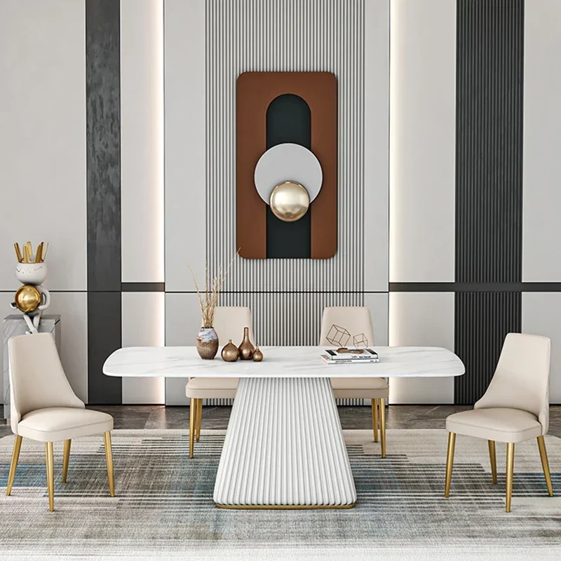 Console Dining Table Restaurant Luxury Deco Center Stone Dining Table Set 4 Chairs Floor Muebles De Cocina Home Furniture image 3