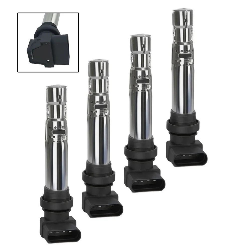 Ignition Coil Set 4 pcs for Skoda For Fabia For Golf 5 For Polo For Touran 036905715 Direct Replacement Metal Silver