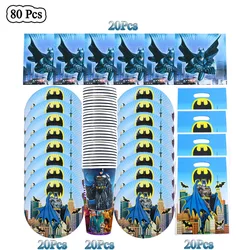 10 People Bat Man Hero Party Decoration Balloons Set Superhero Background Disposable Tableware Baby Shower Decor Birthday Gift