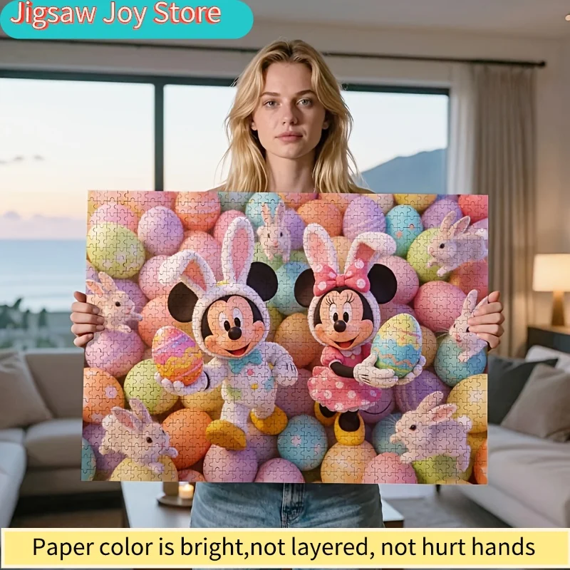 Puzzle Disney Mickey & Caccia alle Uova di Pasqua - 1000 Pezzi, Gioco di Coppia, Sfida Mentale per Adulti e Famiglie, Decorazione Primavera/Pasqua