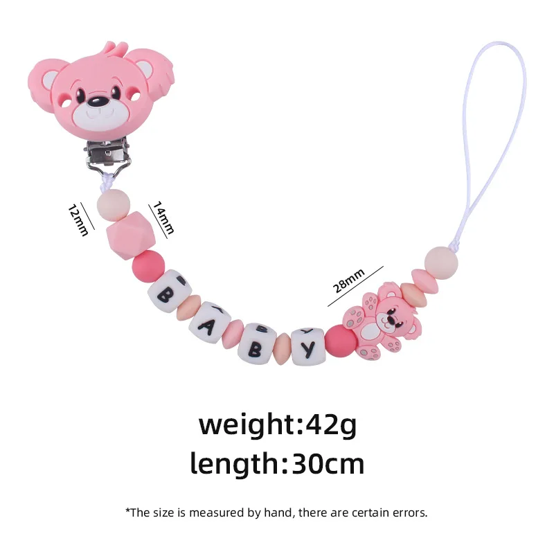 Baby Handmade Personalized Name Clips Cartoon Silicone Beads Pacifier Chain for Teether Nursing Toys Nipple Dummy Holder Chains