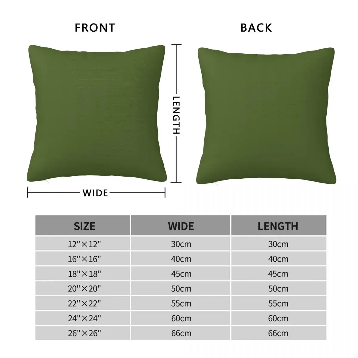 Solid Plain Dark Olive Green Square Pillowcase Polyester Linen Velvet Printed Zip Throw Pillow Case Sofa Seater Cushion Cover