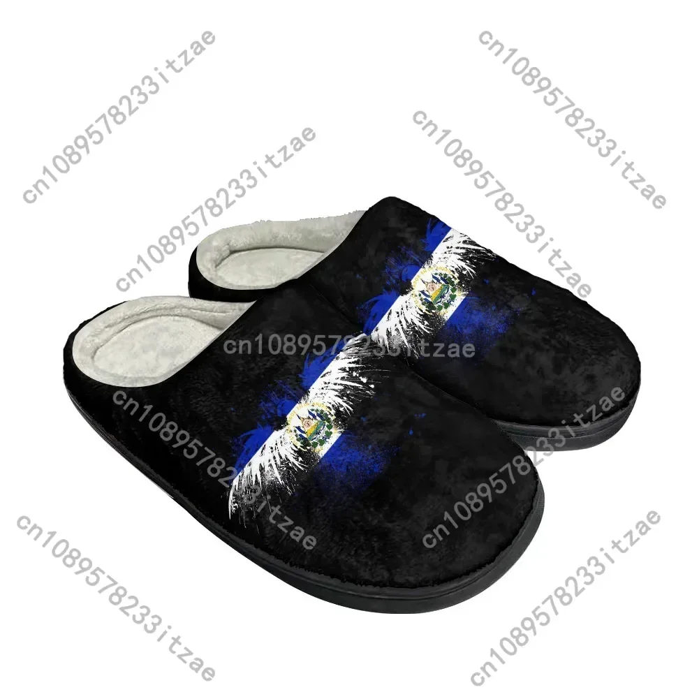 Hot El Salvador Flag Fashion Cotton Custom Slippers Mens Women Teenager Plush Casual Keep Warm Shoes Thermal Comfortable Slipper