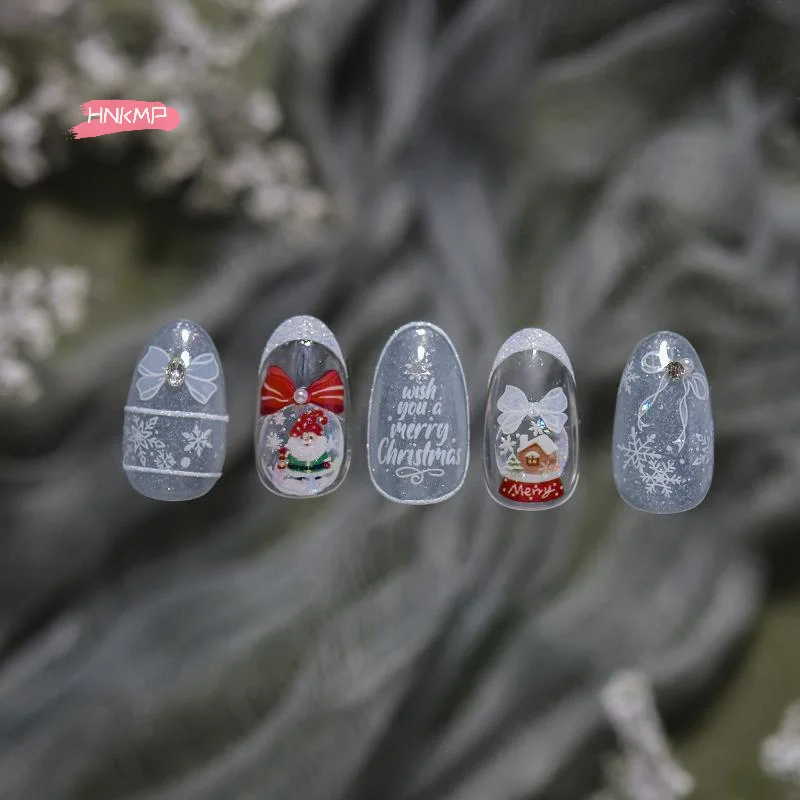 1 قطعة عيد الميلاد ثلج الشتاء مسمار الفن ملصقات الأبيض كريستال الكرة زخرفة نمط جديد لتزيين الأظافر احتفالي #5