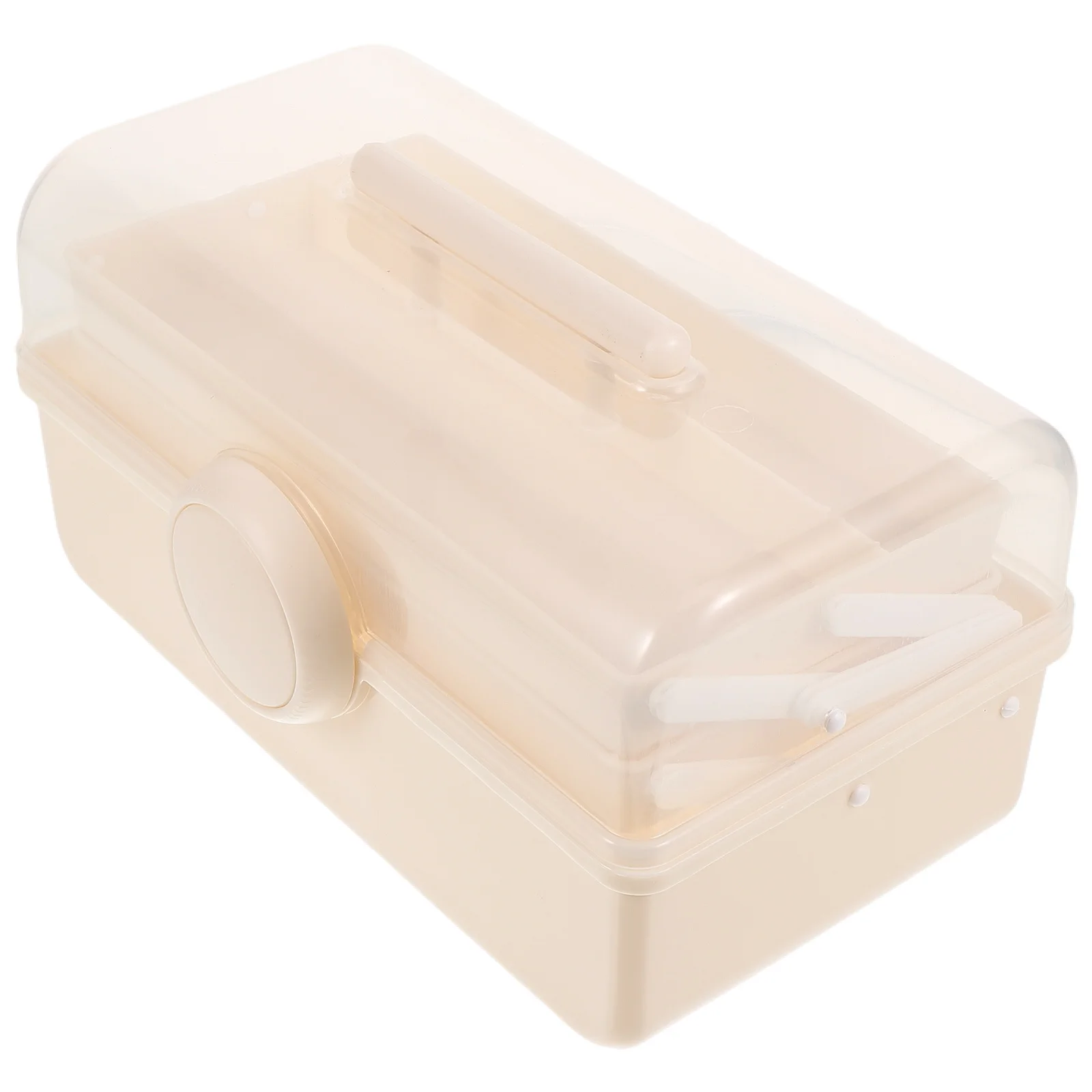 

Storage Box Multi-Layer Transparent Organizer With Handle Portable For Travel Desk Nail Tools Jewelry Stationery