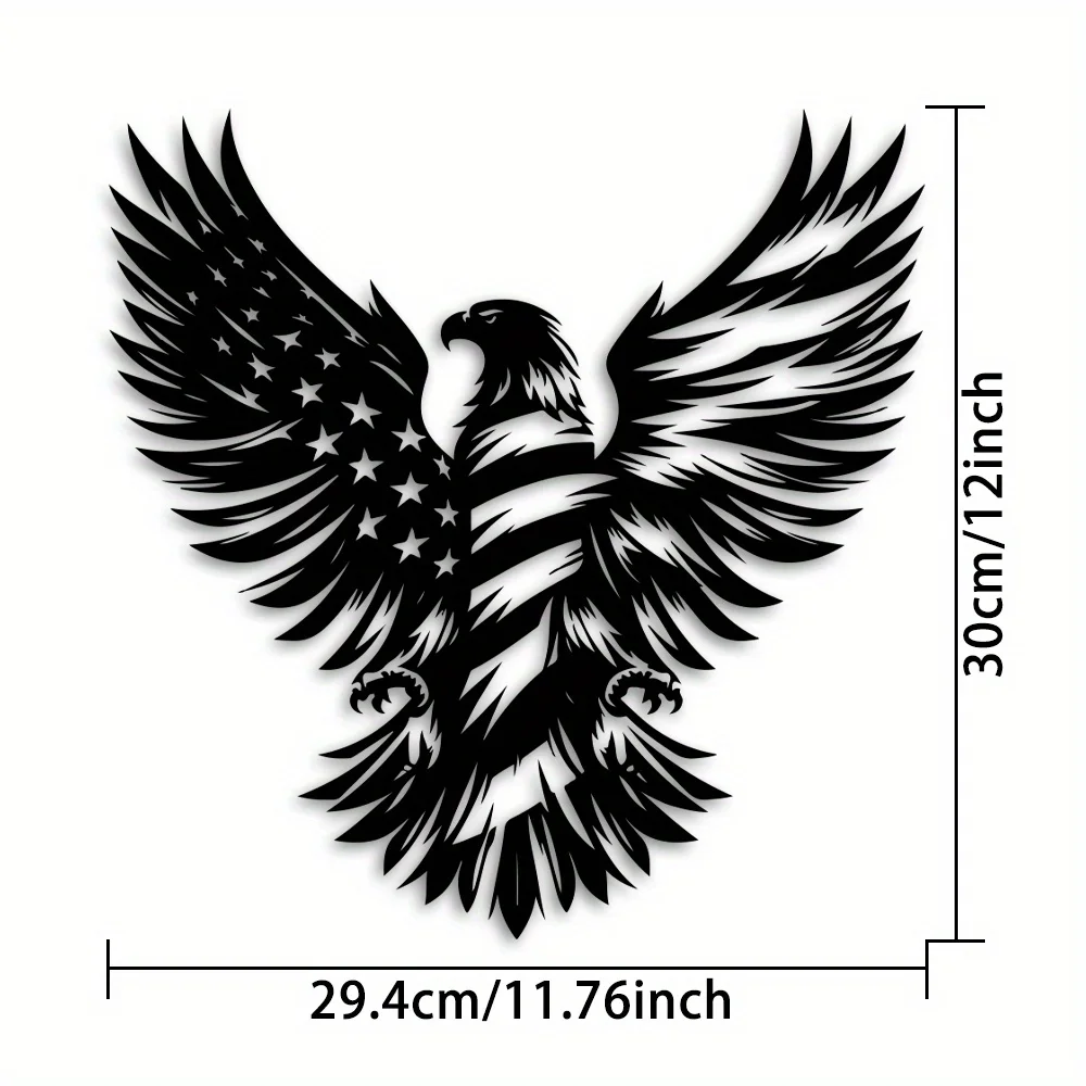 American Bald Eagle Wall Sculpture - Classical style metal flag hung on Independence Day, Fourth of July decoration